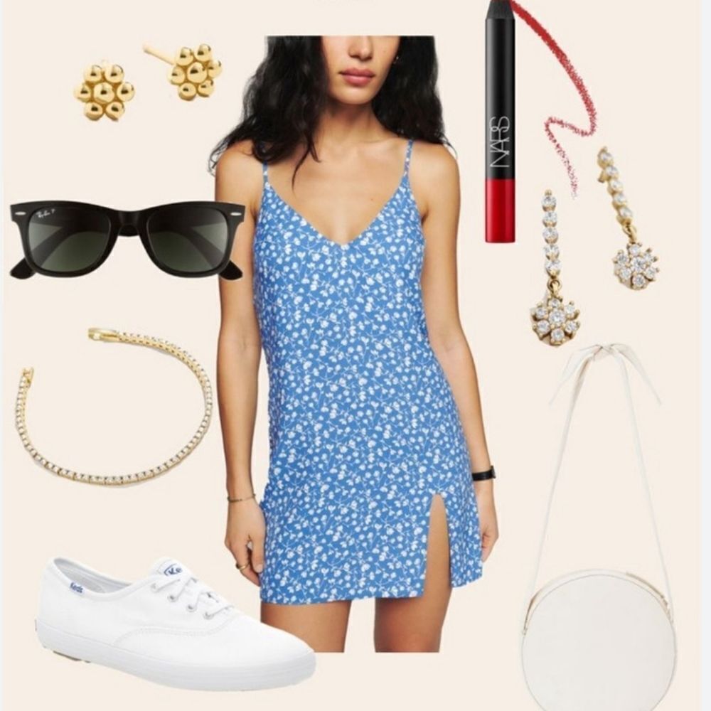 Reformation Marlowe Floral Mini Dress In Blue Marie Medium